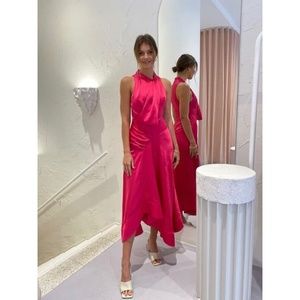 NWT Acler Palmera Satin Draped Pink Maxi Dress 6